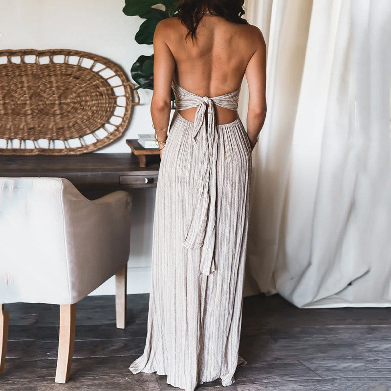 Backless Suspender Maxi Dress