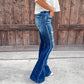 Ripped Denim Flared Pants