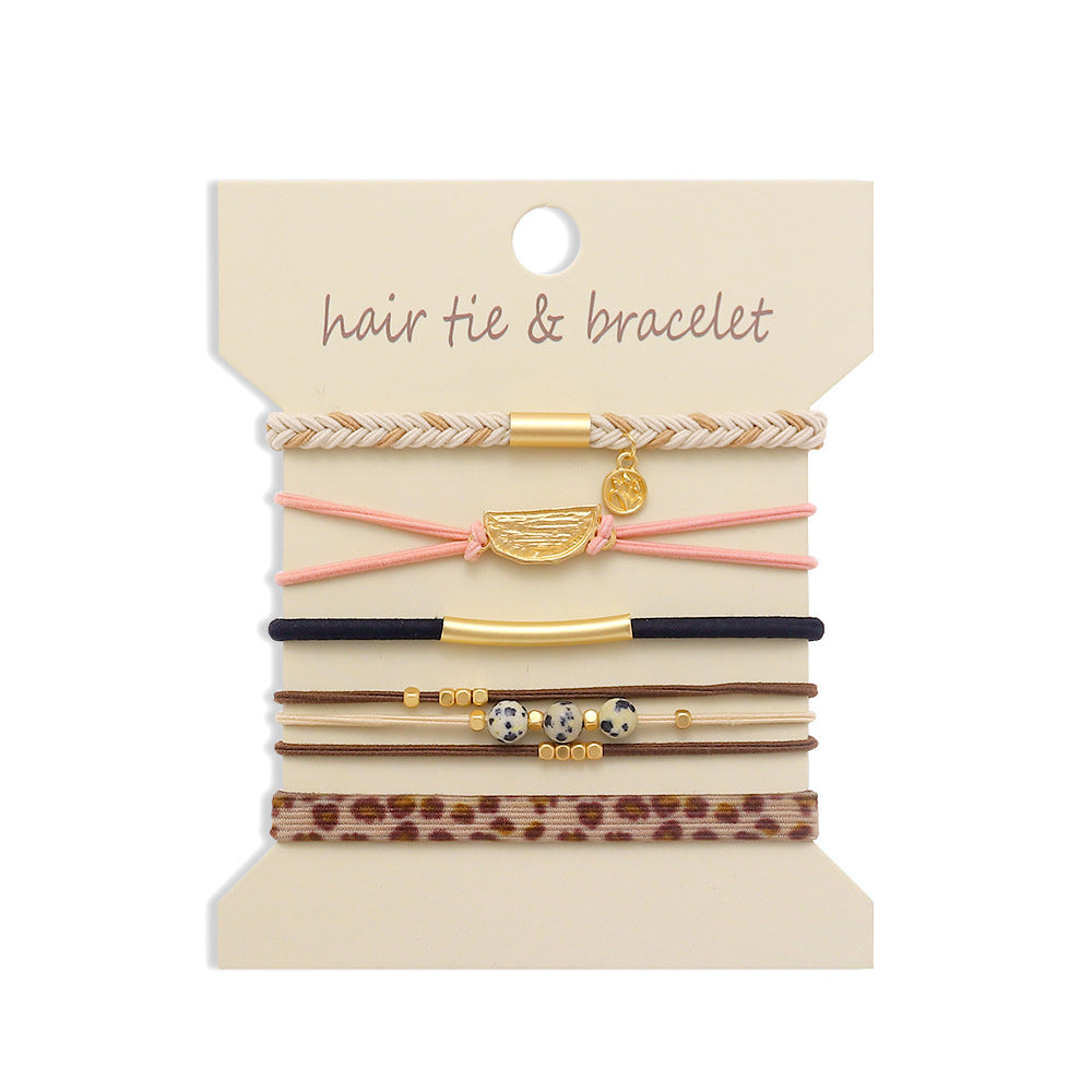 Boho 2-in-1 Hair Tie & Bracelet Set (5-Piece Pack)