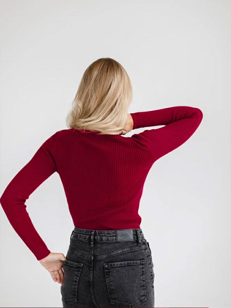 Basic Solid Color Half Turtleneck Sweater