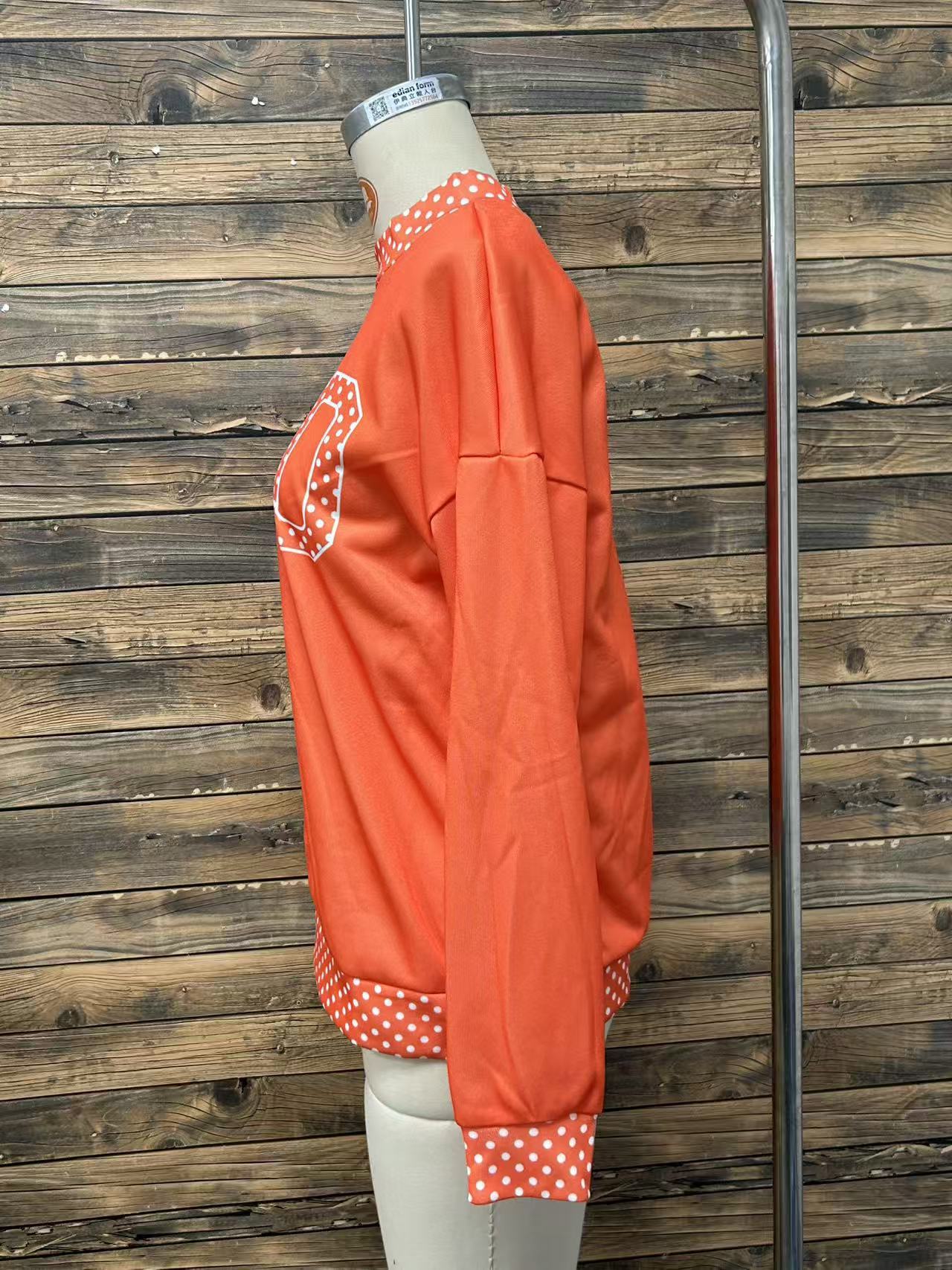 Polka Dot Contrast Trim Oversized Sweatshirt