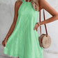 Boho Eyelet Pattern Halter Neck Sleeveless Dress