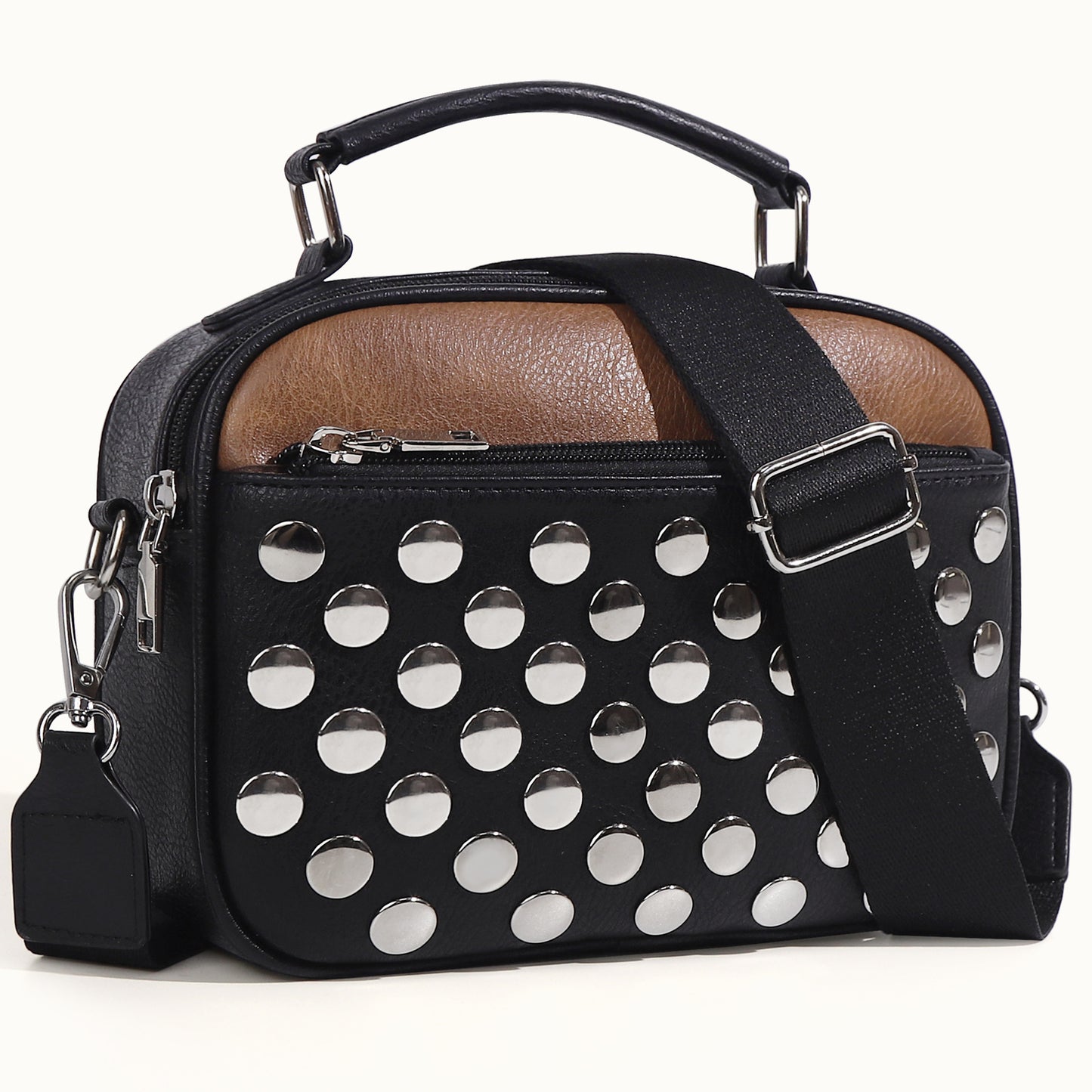 Crossbody Bag With Double Zipper Handle