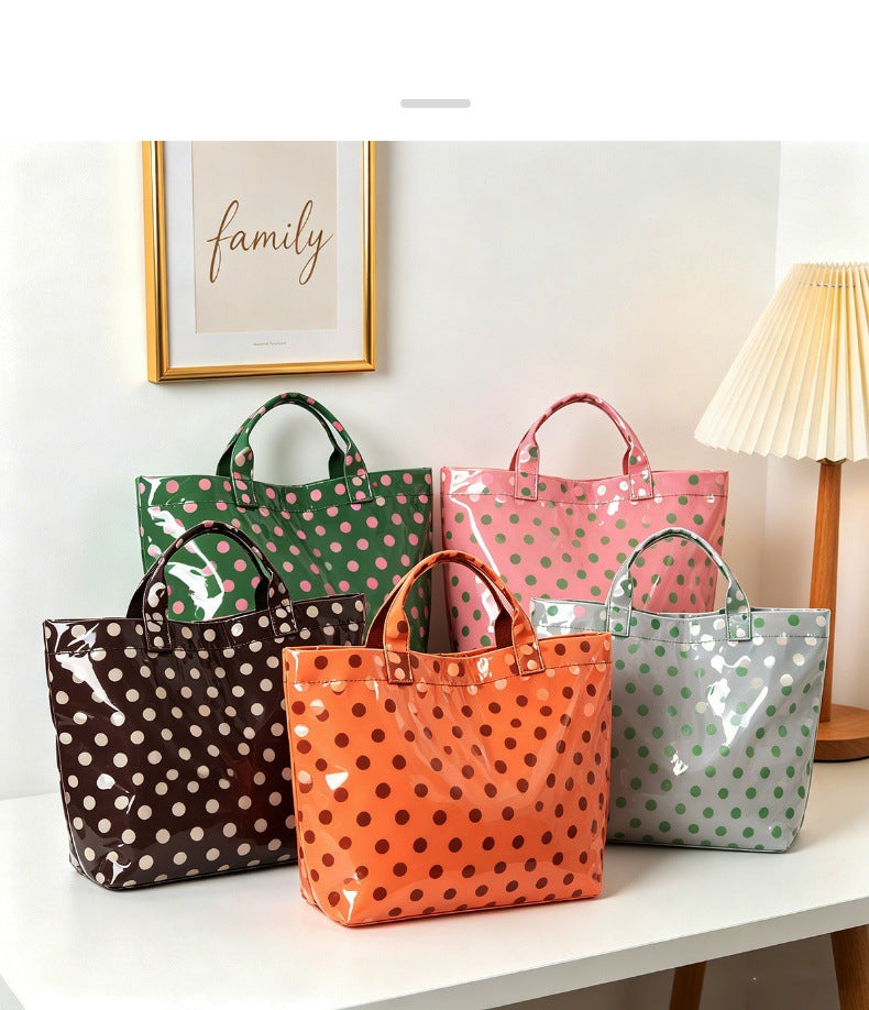 Polka Dot Durable Waterproof PVC Tote Bag