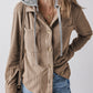 Drawstring Hooded Corduroy Jacket