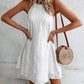 Boho Eyelet Pattern Halter Neck Sleeveless Dress