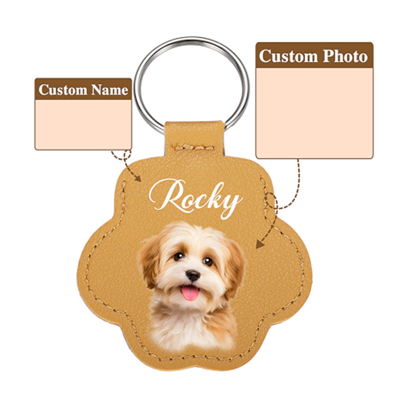 Custom Pet Memorial PU Leather Keychain