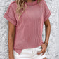 Exposed Seam Crew Neck Ribbed T-shirt-6 Colors