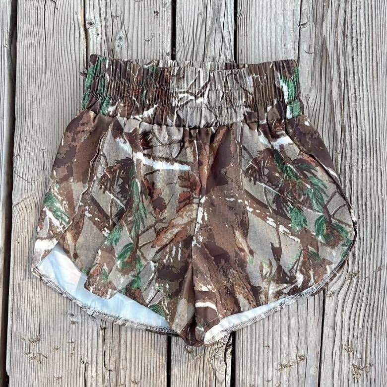 High-Waisted Camo Athletic Running Shorts