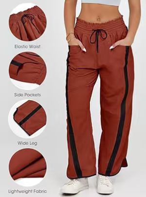 Retro Contrast Side Stripe Wide Leg Track Pants