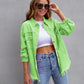 Long Raw Edge Ripped Denim Jacket