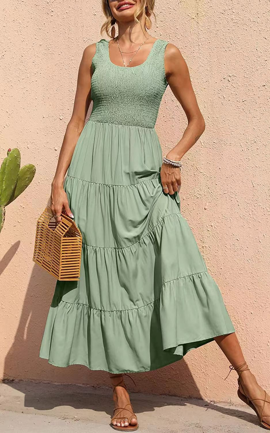 Solid Color Pleated Dress