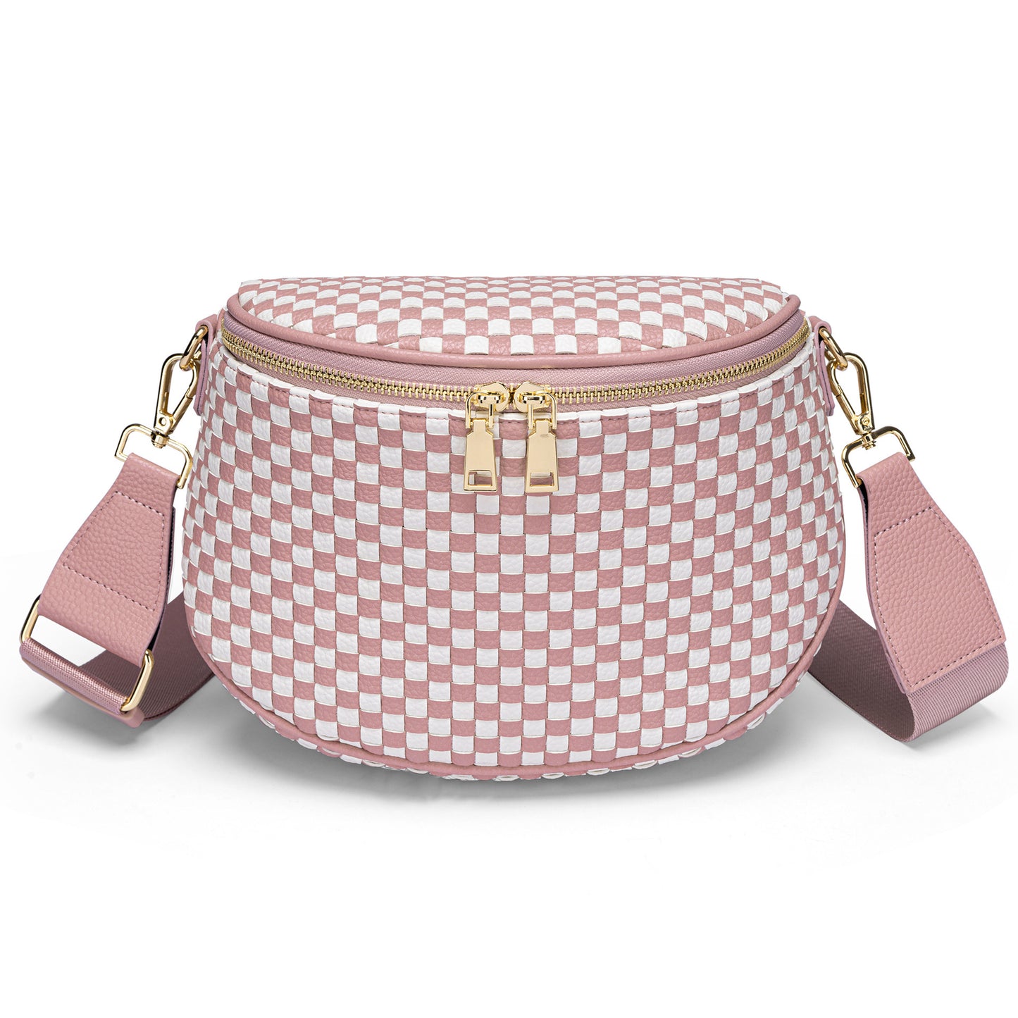 Trendy Woven Checkered Crossbody Bum Bag for Women