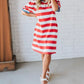 Contrast Trim Round Neck Short Puff Sleeve Shift Mini Dress