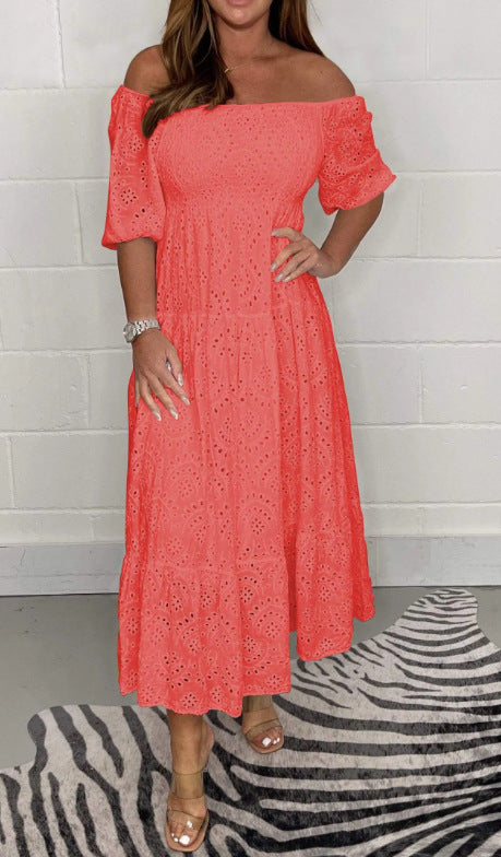 Solid Embroidered Maxi Dress