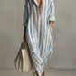 Stylish Long Striped Cardigan-Style Dress for Women