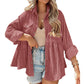 Corduroy Ruffle Sleeve Button Shirt Jacket