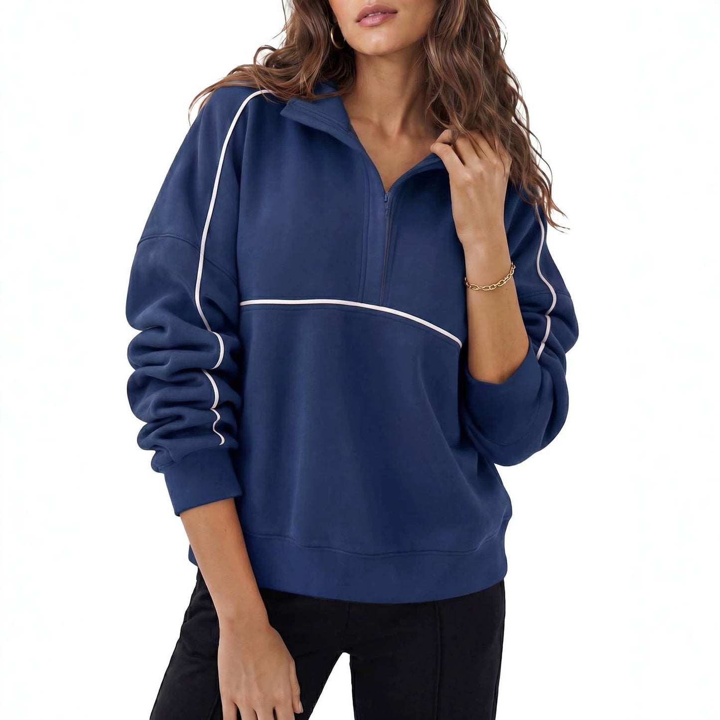 Piped Quarter Zip Pullover