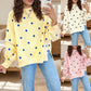 Oversized Color-Block Polka-Dot Print Pullover Sweatshirt