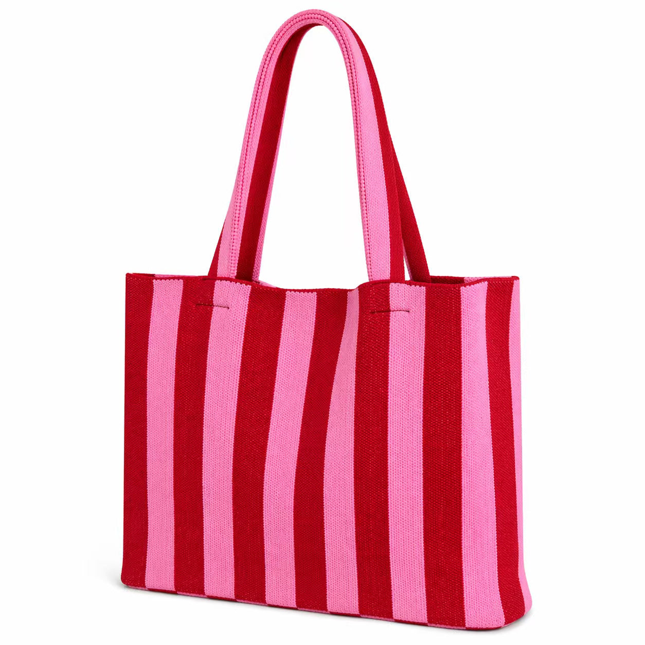 Vertical Striped Knit Tote Bag