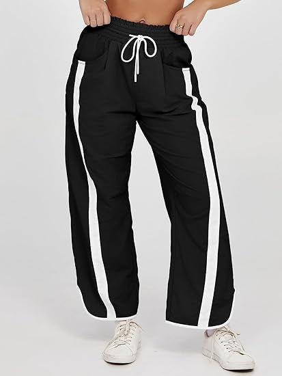 Retro Contrast Side Stripe Wide Leg Track Pants