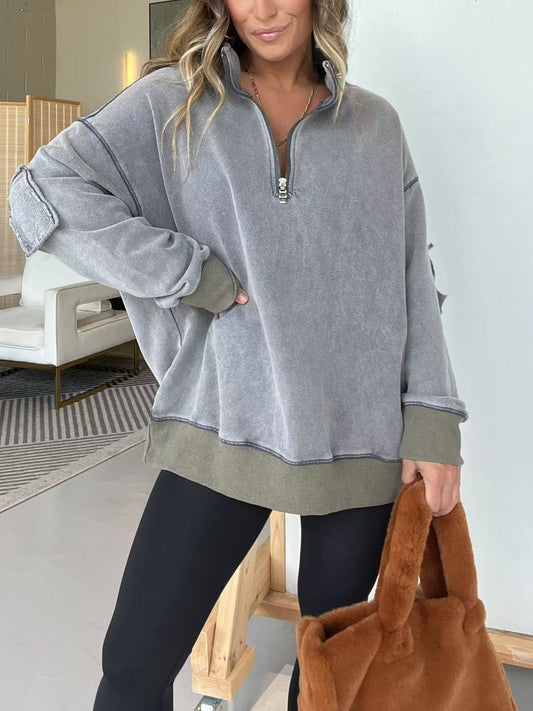 Oversized Quarter Zip Vintage Pullover