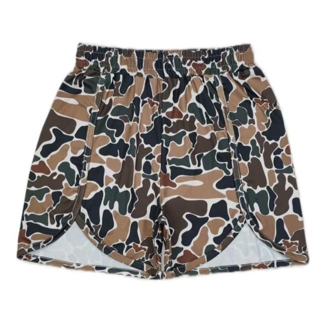 High-Waisted Camo Athletic Running Shorts