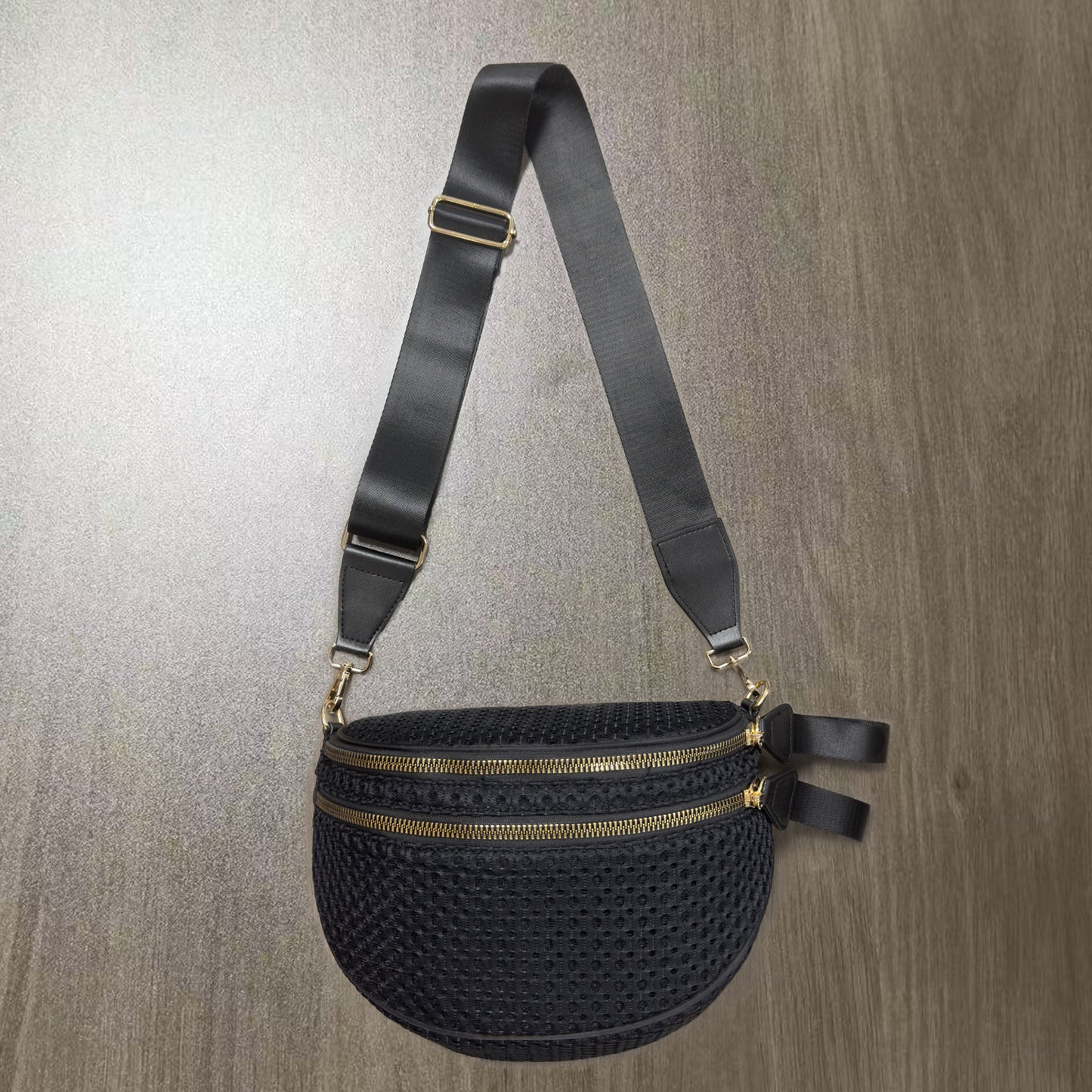 Checkered Crossbody Bag with Detachable Pouch