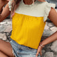 Sleeveless Ruffled Shoulder Contrast Top