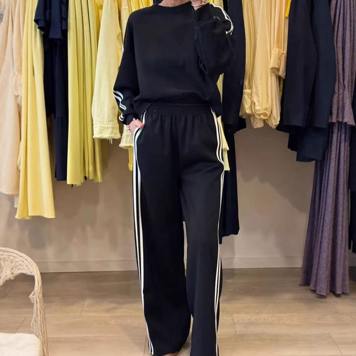 Women's Side Stripe Pocket Two-piece Suit