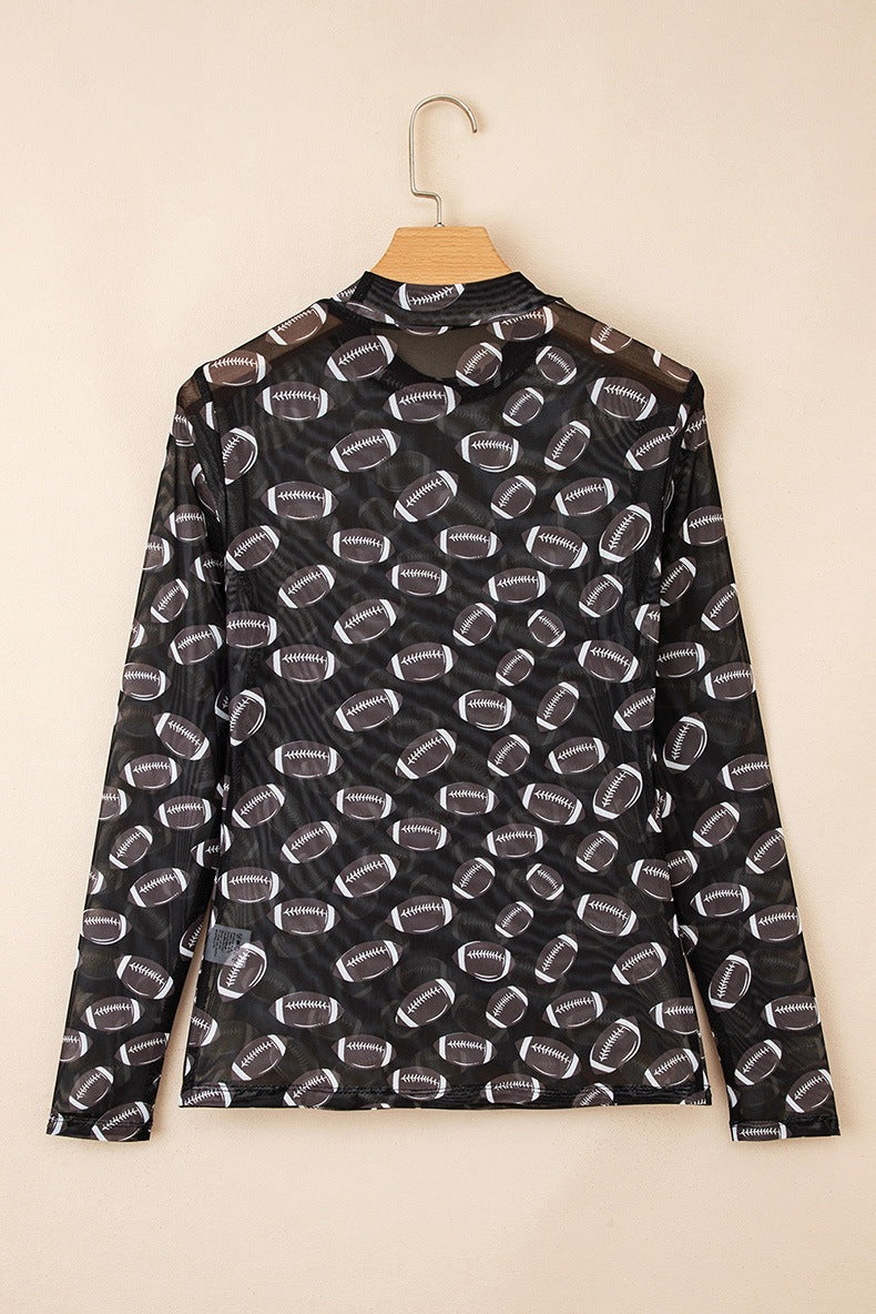 Rugby Game Day Sheer Mesh Long Sleeve Top