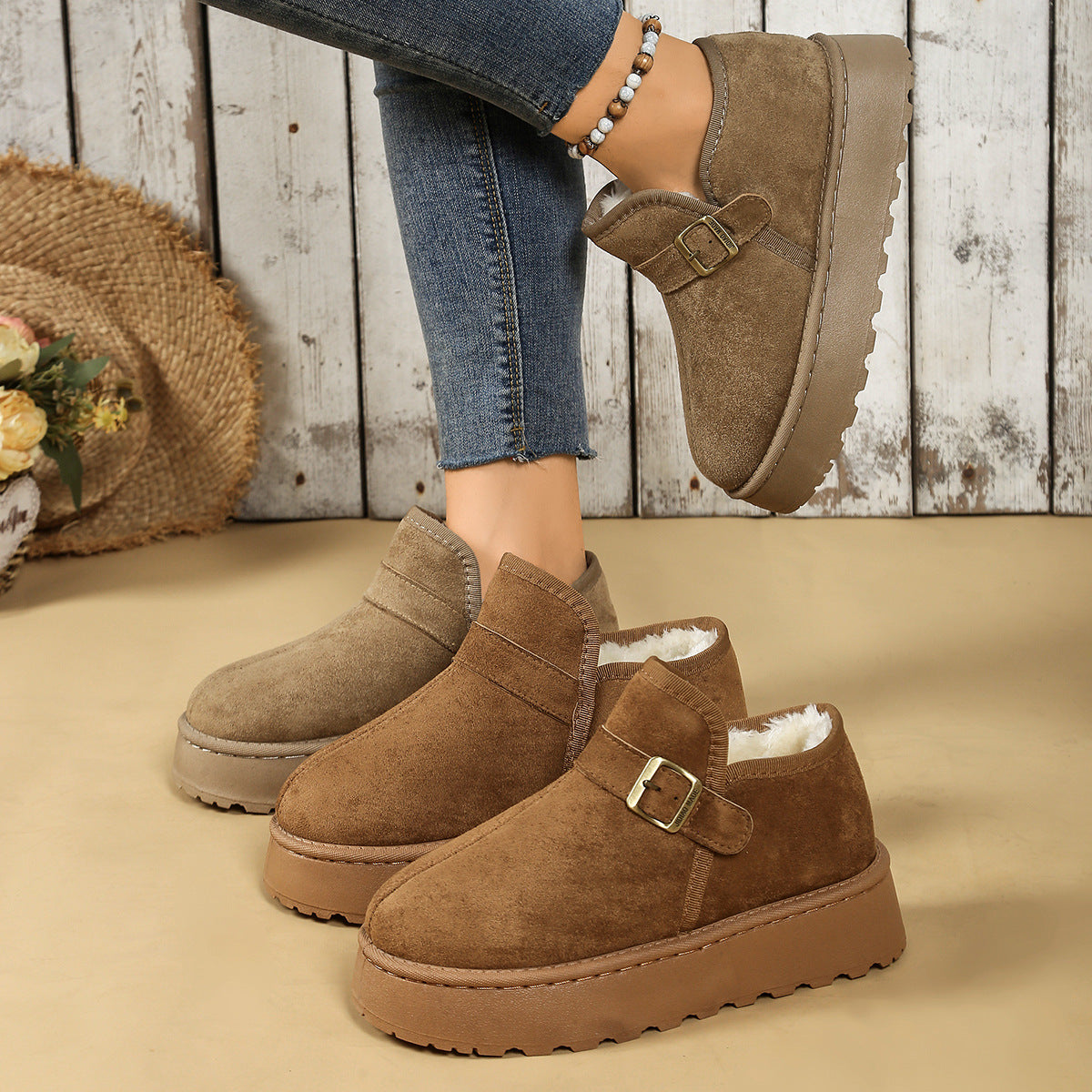 Round Toe Platform Cozy Winter Boots