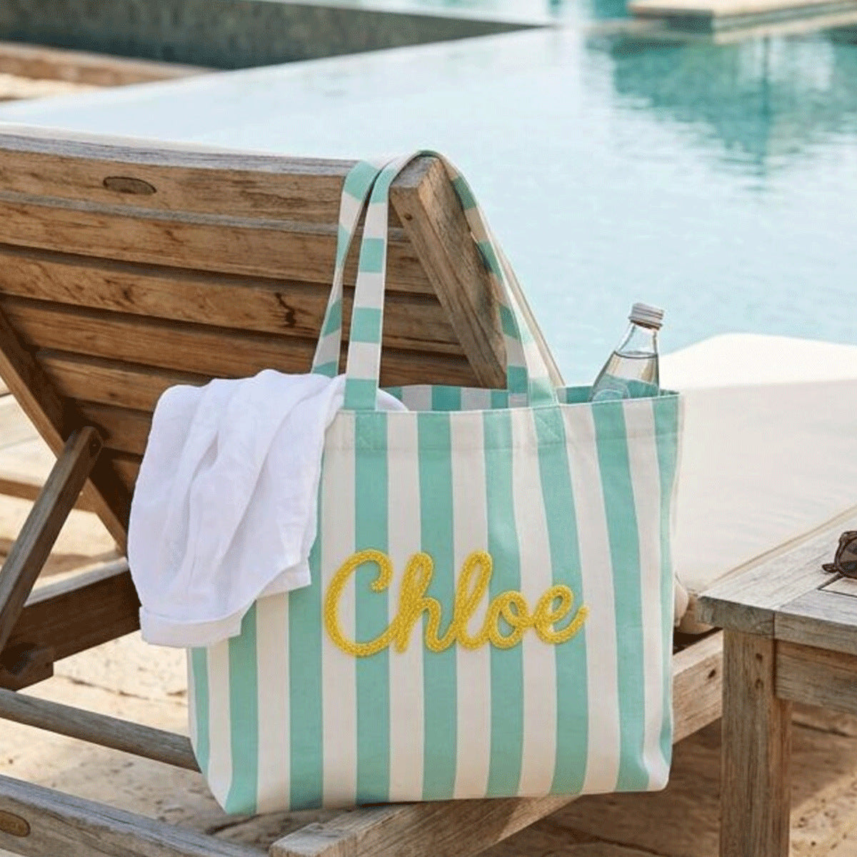 Custom Striped Tote Bag – Hand-Embroidered