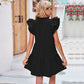 V Neck Flutter Trim Dress