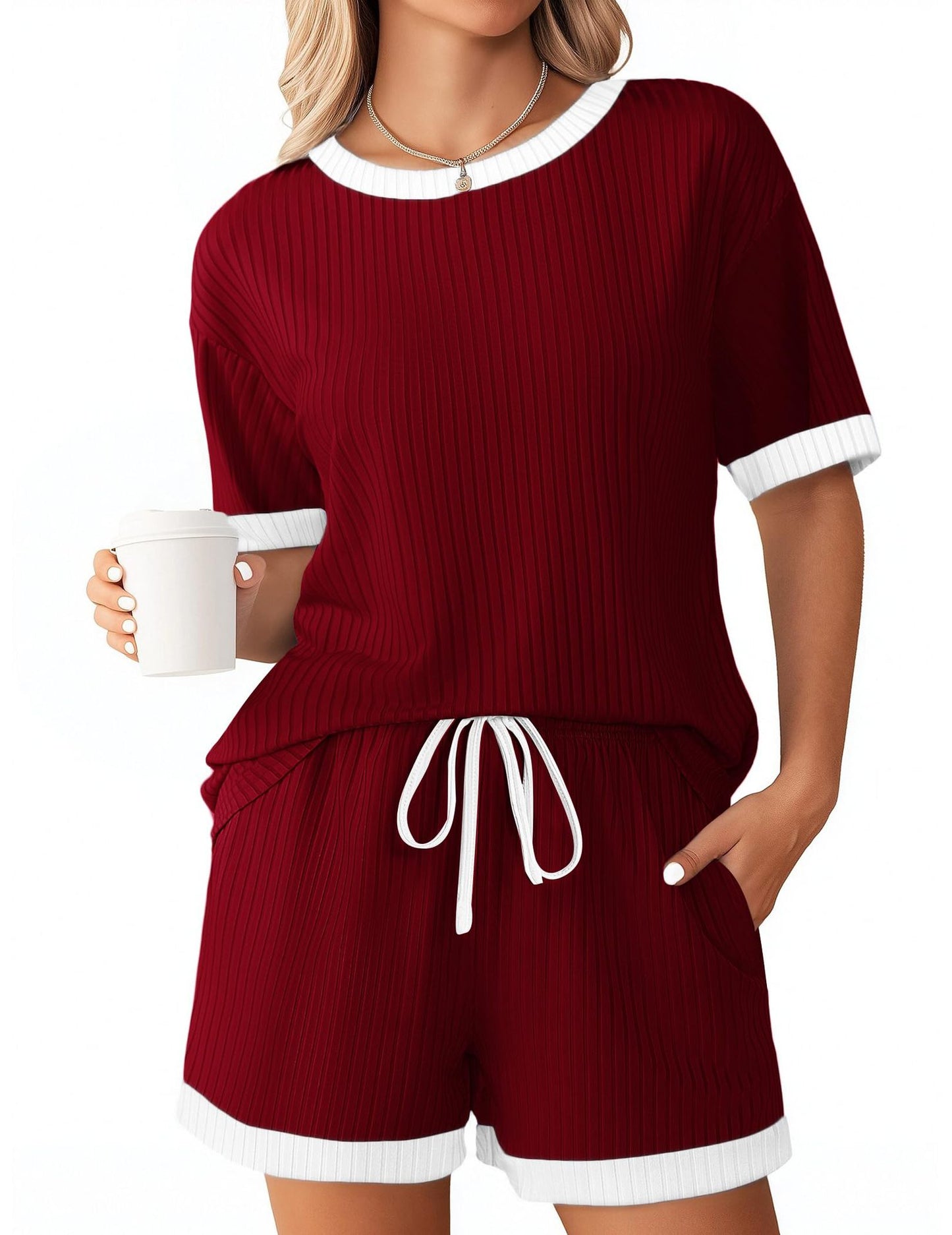 Cozy Ribbed Contrast Lounge Set