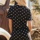 Polka Dot Short Sleeve Loose Top Drawstring Shorts Set