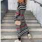 Striped Open Front Longline Sweater Cardigan