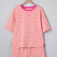 Stripe Drop Shoulder Boxy Casual Terry Short Set