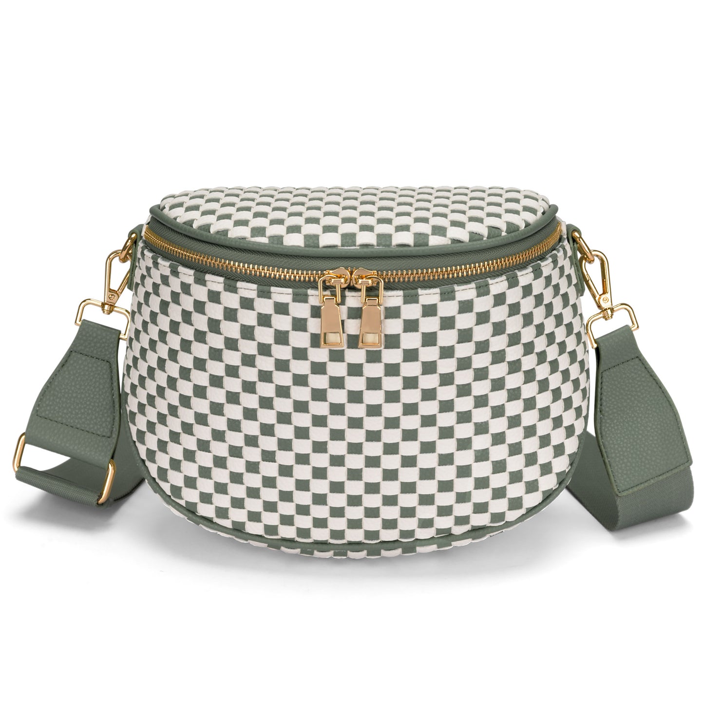 Trendy Woven Checkered Crossbody Bum Bag for Women