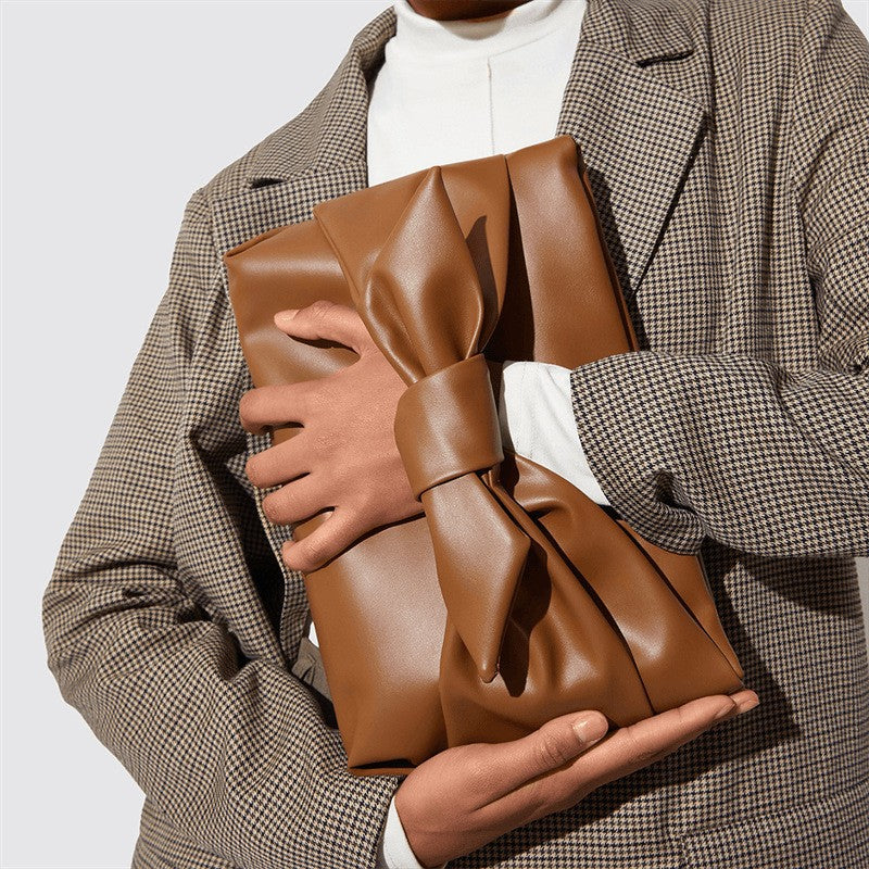 Vegan Leather Bow Clutch