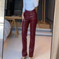 PU Leather Wide-leg Pants