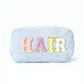 Corduroy Cosmetic Bag with Embroidered Letters