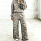 Multicolour Camouflage Print Long Sleeve Top Loose 2pcs Pants Set