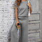 Textured Top and Wide-leg Pants Set
