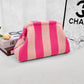 Striped Plush Kiss Lock Clutch Bag