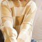 Women's Plus-Size Loose-Fit Color-Block Long-Sleeve Crew-Neck Knit Sweater