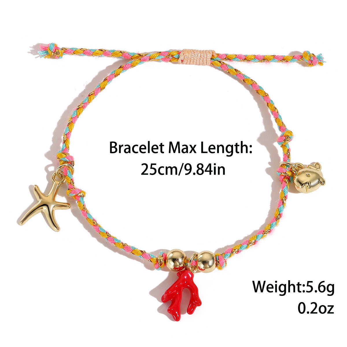 Marine Style Starfish Shell Turquoise Shell Beaded Chain Stretch Bracelets