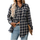 Loose Plaid Pocket Shirt for Women