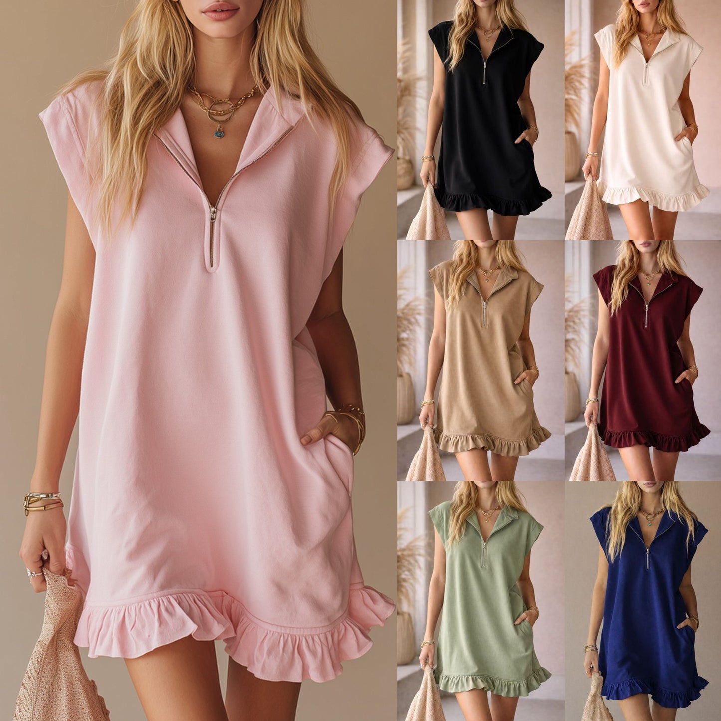 Scuba 1/2 Zip Pocket Dress