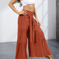 Boho Strappy Elastic Waist Wide Leg Pants